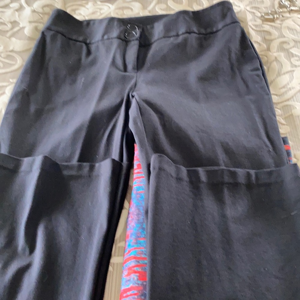 Slacks. They look grey in photo but are dark black